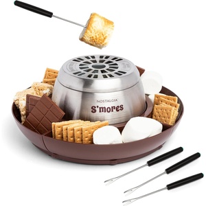 image:imageNostalgia Tabletop Indoor Electric Smores Maker  Smores Kit With Marshmallow Roasting Sticks and 4 Trays for Graham Crackers Chocolate and Marshmallows  Movie Night Supplies  BrownDeluxe Smores Maker