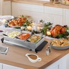 image:imageHomeCraft HCTSC15SS Stainless Steel 3Station 15Quart Oval Slow Cooker Buffet with Lid amp Spoon Rest Adjustable Heat Control Perfect for Parties Holidays Families15Quart Stainless Steel Buffet Cooker