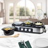 image:imageHomeCraft HCTSC15SS Stainless Steel 3Station 15Quart Oval Slow Cooker Buffet with Lid amp Spoon Rest Adjustable Heat Control Perfect for Parties Holidays Families15Quart Stainless Buffet Cooker