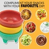 image:imageNostalgia Taco Tuesday 3Piece Bowl Set in Red Yellow Green Made of Durable Dishwasher Safe Plastic Perfect For Salsa Guacamole Queso Condiments amp Dipping Sauces 1Cup
