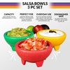 image:imageNostalgia Taco Tuesday 3Piece Bowl Set in Red Yellow Green Made of Durable Dishwasher Safe Plastic Perfect For Salsa Guacamole Queso Condiments amp Dipping Sauces 1Cup