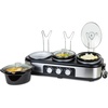 image:imageHomeCraft HCTSC15SS Stainless Steel 3Station 15Quart Oval Slow Cooker Buffet with Lid amp Spoon Rest Adjustable Heat Control Perfect for Parties Holidays Families15Quart Stainless Buffet Cooker