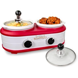 image:imageNostalgia Game Day 4Quart Kickin Keg Slow Cooker with Lid and Ladle LongLasting Ceramic Material and KegLike Appearance Cooks Chicken Wings Meatballs Chilli Cheese Soup Stews and More25 Qt Slow Cooker