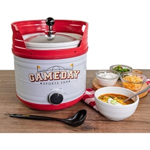 image:imageNostalgia Game Day 4Quart Kickin Keg Slow Cooker with Lid and Ladle LongLasting Ceramic Material and KegLike Appearance Cooks Chicken Wings Meatballs Chilli Cheese Soup Stews and More4 Qt Slow Cooker