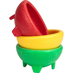 image:imageNostalgia Taco Tuesday 3Piece Bowl Set in Red Yellow Green Made of Durable Dishwasher Safe Plastic Perfect For Salsa Guacamole Queso Condiments amp Dipping Sauces 1Cup
