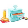 image:imageNostalgia Diner Style Hot Dog Steamer  8 Hot Dog and 4 Bun Capacity  Perfect for Breakfast Sausages Brats Vegetables or Fish  RedAqua