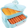 image:imageNostalgia Diner Style Hot Dog Steamer  8 Hot Dog and 4 Bun Capacity  Perfect for Breakfast Sausages Brats Vegetables or Fish  RedAqua