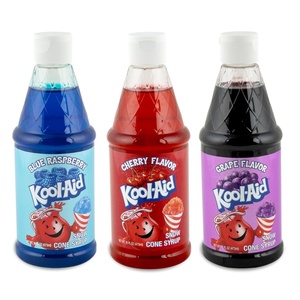 image:imageKoolAid Snow Cone and Slush Syrup 6 Pack Flavors Peach Mango Sharkleberry Tropical Punch Blue Raspberry Cherry amp Grape 16 oz Shaved Ice Syrup for Snow Cone Machines Sno Cone amp Slushie MakersBlue Raspberry  Grape and Cherry